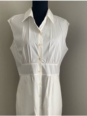 Theory White Sleeveless Midi Shirt Dress Size 12